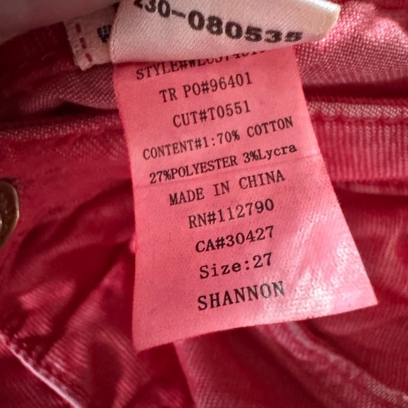 True Religion Red Skinny Ankle Jeans Corduroy Stretch Shannon Denim Pants 27x31 - Picture 6 of 7